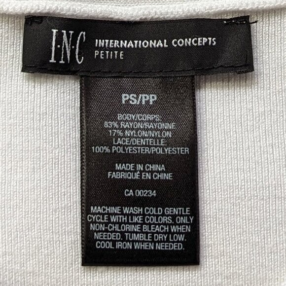 INC white knit top with lace bell sleeves petite small EUC - Picture 6 of 6